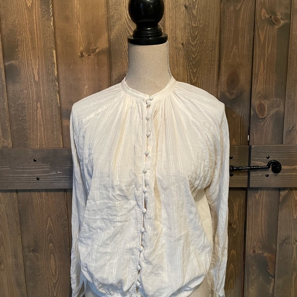 Blousy Button Down Puff Sleeve Top - Picture 5 of 5